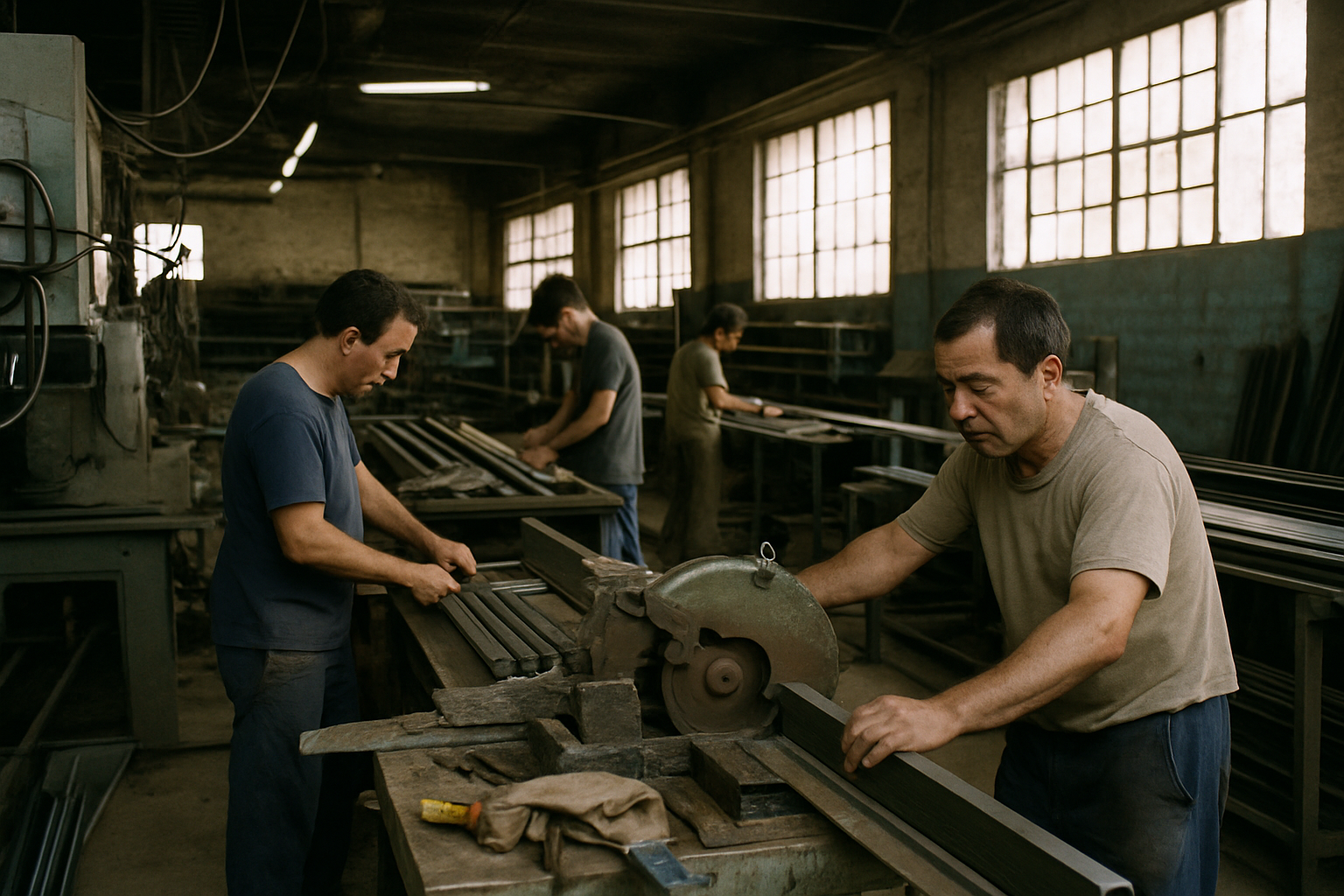 Trabajadores en una fábrica en Buenos Aires, en plena jornada laboral.